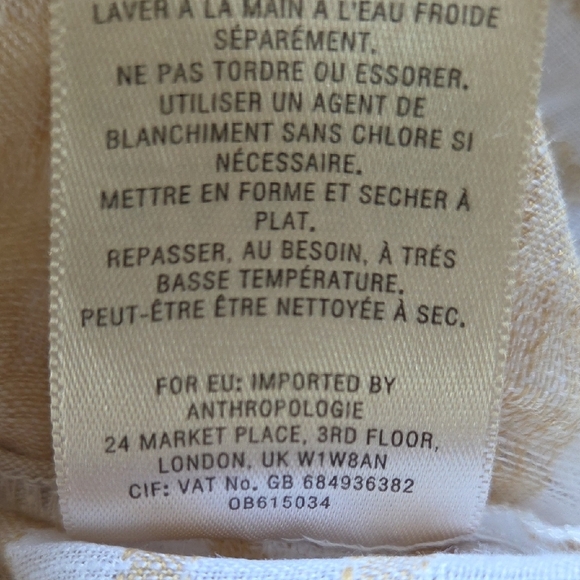 Anthro Akemi + Kin Cream & Tan Striped Dolman Linen Tunic - Size L - Picture 11 of 11